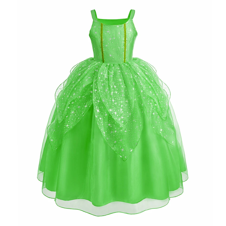 Kids Belle Costume Girl Halloween Princess Cosplay Party Dress Children Rapunzel Cinderella Anna Elsa Encanto Birthday Clothes