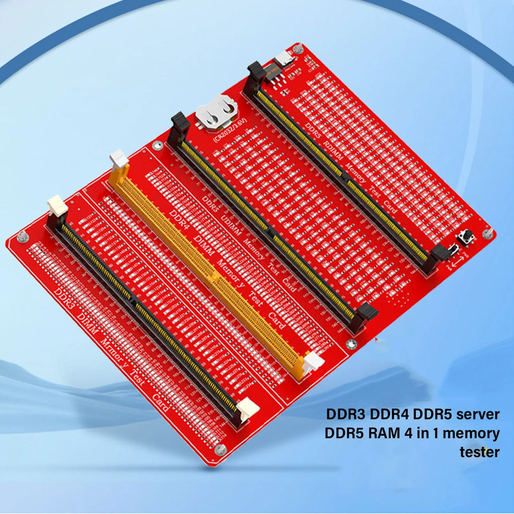 4 in 1 RAM Memory Tester Card Desktop Computer DDR3 DDR4 DDR5 UDMM DDR5 RDIMM Diagnostic Analyzer with Light
