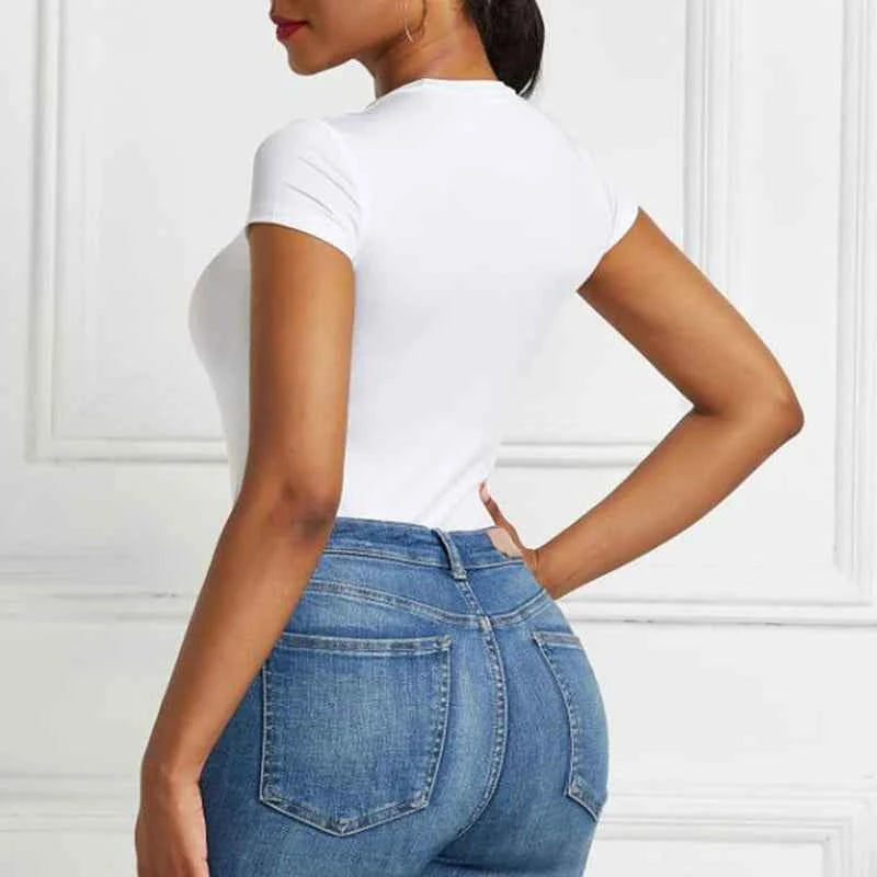 Women's Tops Summer Bodysuit Daily Irregular Breathable Fashion Lady Jumpsuit Top Sexy T-shirts Solid Color Bottom Layer Shirt