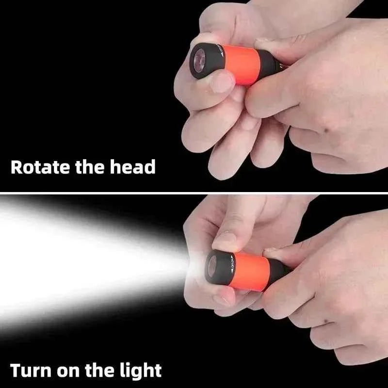 USB Rechargeable LED Pocket Keychain Flashlight Multifunctional Strong Light Waterproof for Outdoor Hiking Camping Mini