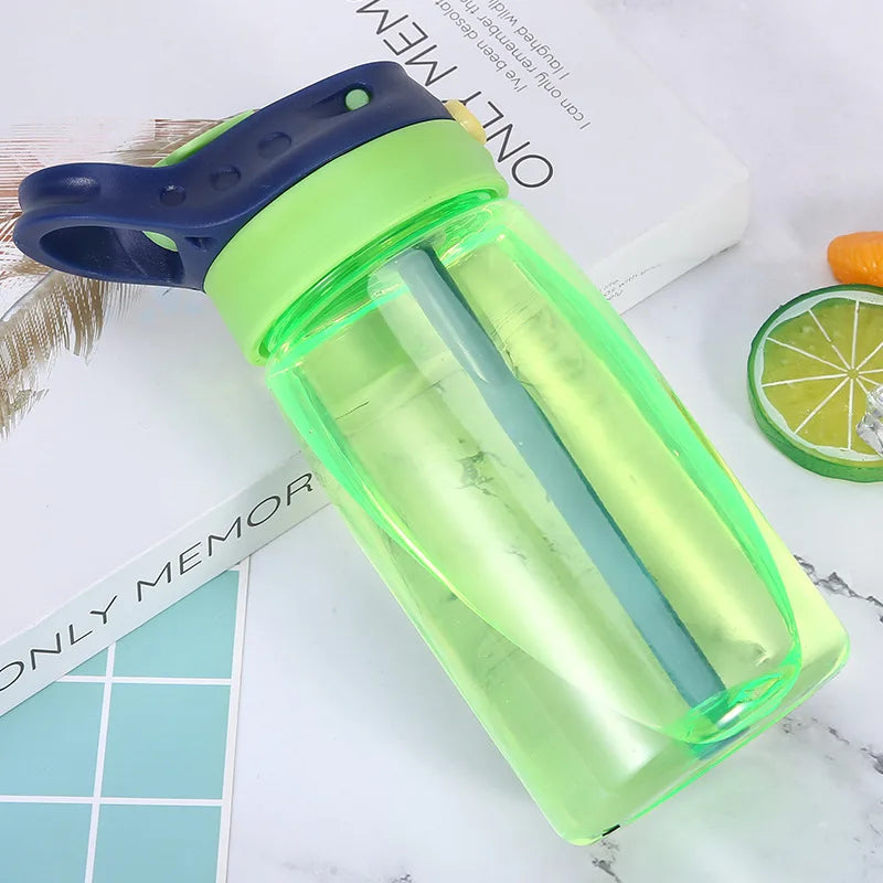 480ML Water Bottle With Straw Portable Plastic Bottles Outdoor Leakproof Cup Kids Girls Summer Cold Water Juice Drinking Bottle