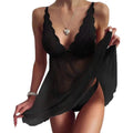 Women's Lingerie Set Seductive Deep V Neck Lace Chemise Nightwear, Sheer Mesh Babydoll Sleepwear Dress for Bridal Night