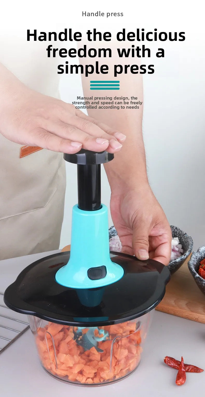 Handheld Vegetable Chopper Multifunction Kitchen Tool for Garlic Ginger Mincing Dicing Slicing with Large Capacity Container