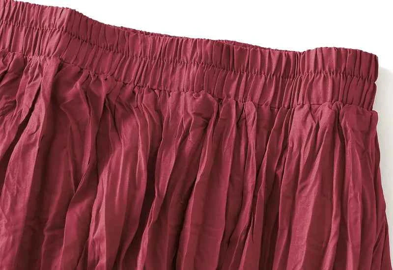 Light Luxury Irregular Slimming Pleated  A-line Skirt for Women High Waist Solid Color Loose Fashion Skirts Casual  Spring New