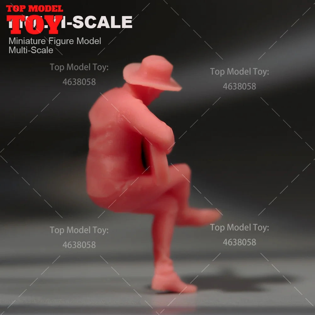 Painted Miniatures 1/64 1/43 1/87 Male Sitting on Bench Playing Guitar Scene Figure Dolls Unpainted Model For Cars Vehicles Toy