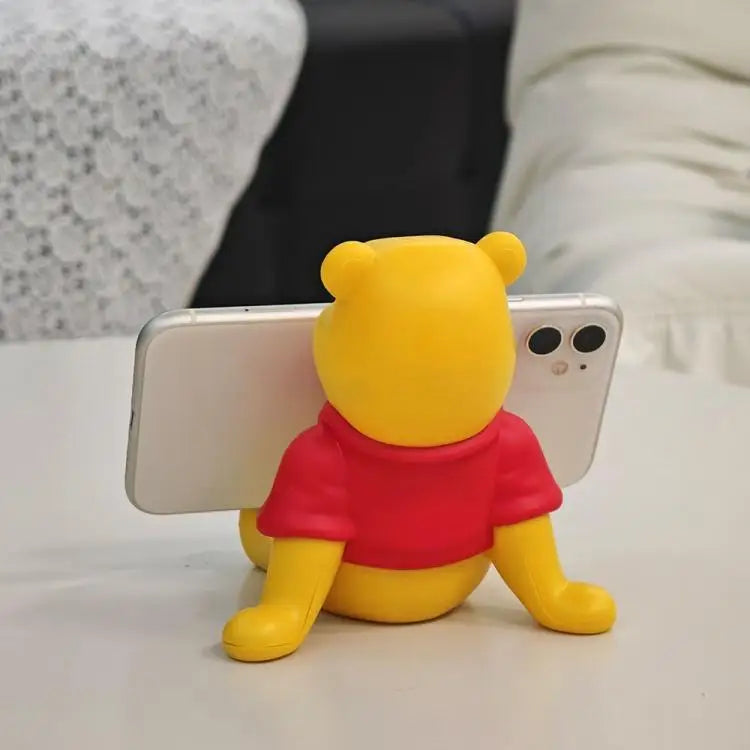Funny Winnie The Pooh Phone Stand Holder for Desk Cute Bear Shape Universal Tablet Stand Dorm Room Decor Study Binge Watching