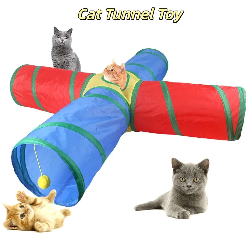 Hot Foldable Cat Tunnel Tube Interactive Fun Kitty Training Toy Boredom Buster for Puppy Kitten Pet Supplies Cat Accessory