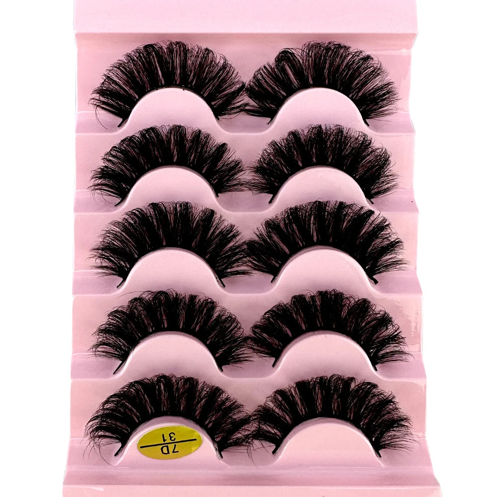 Cat Eye Eyelashes 3D Natural False Lashes D Curl Fluffy Soft Cross 5 Pairs Manga Lashes Wispy Natural Eyelash Extension Makeup