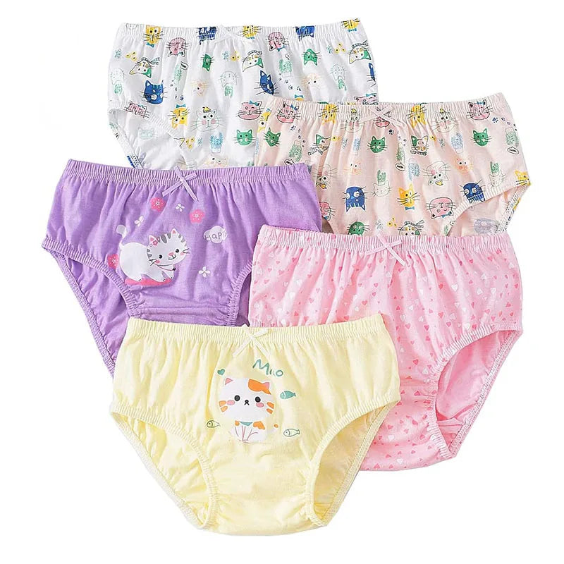 5 Pcs/Lot Children's Underpants For Girls Cute Cat HelloKitty Cartoon Girls Panties Cotton Baby Kids Underwear Breathable Briefs