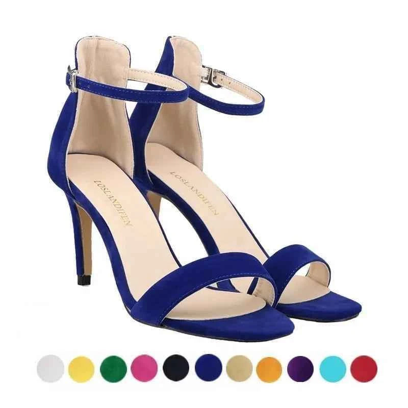 2026 New Women Sexy Pumps Sandals Summer 9cm Thin Heel Open Toe Ankle Strap High Heels Ladies Stilettos Party Red Wedding Shoes