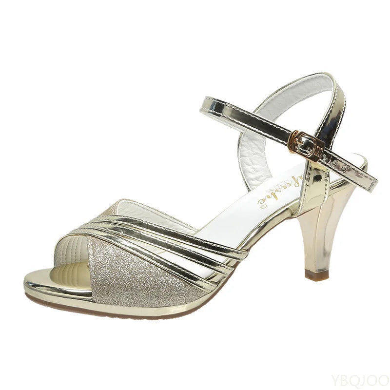 2025 Fashion Open-toe Sandals Summer New British Style Fish Mouth Shoes Women Buckle Lacquered leather High Heels Zapatos Mujer