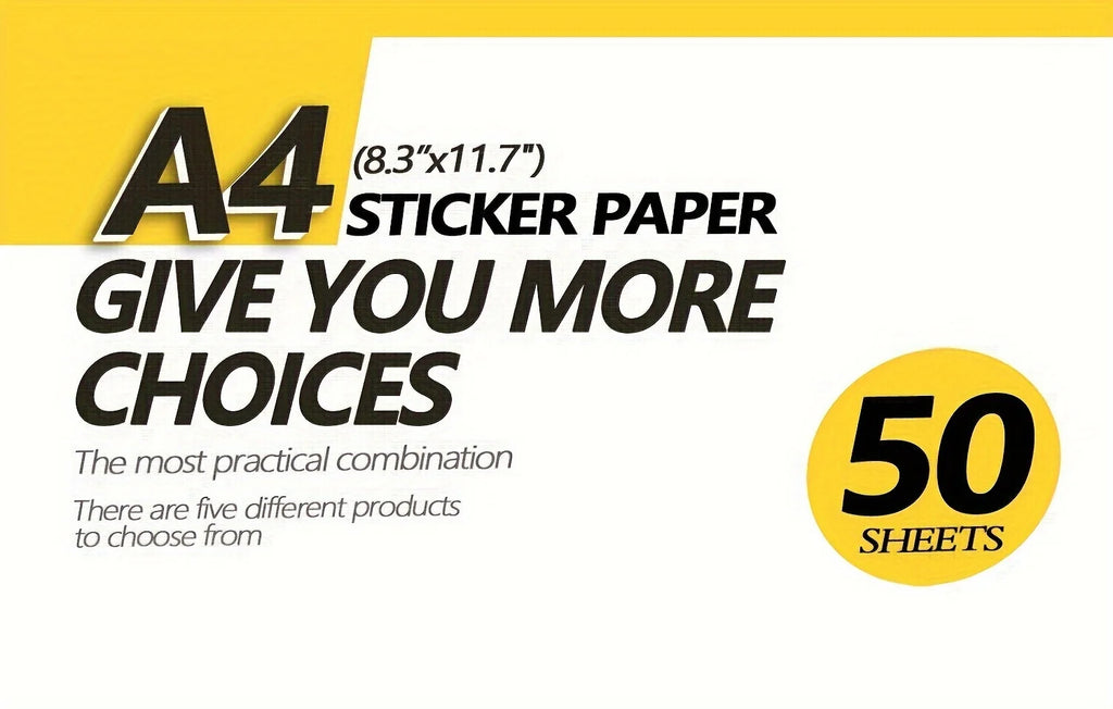50 sheets Printing paper & A4 size stickers, suitable for laser printers and inkjet printers, self-adhesive printing paper