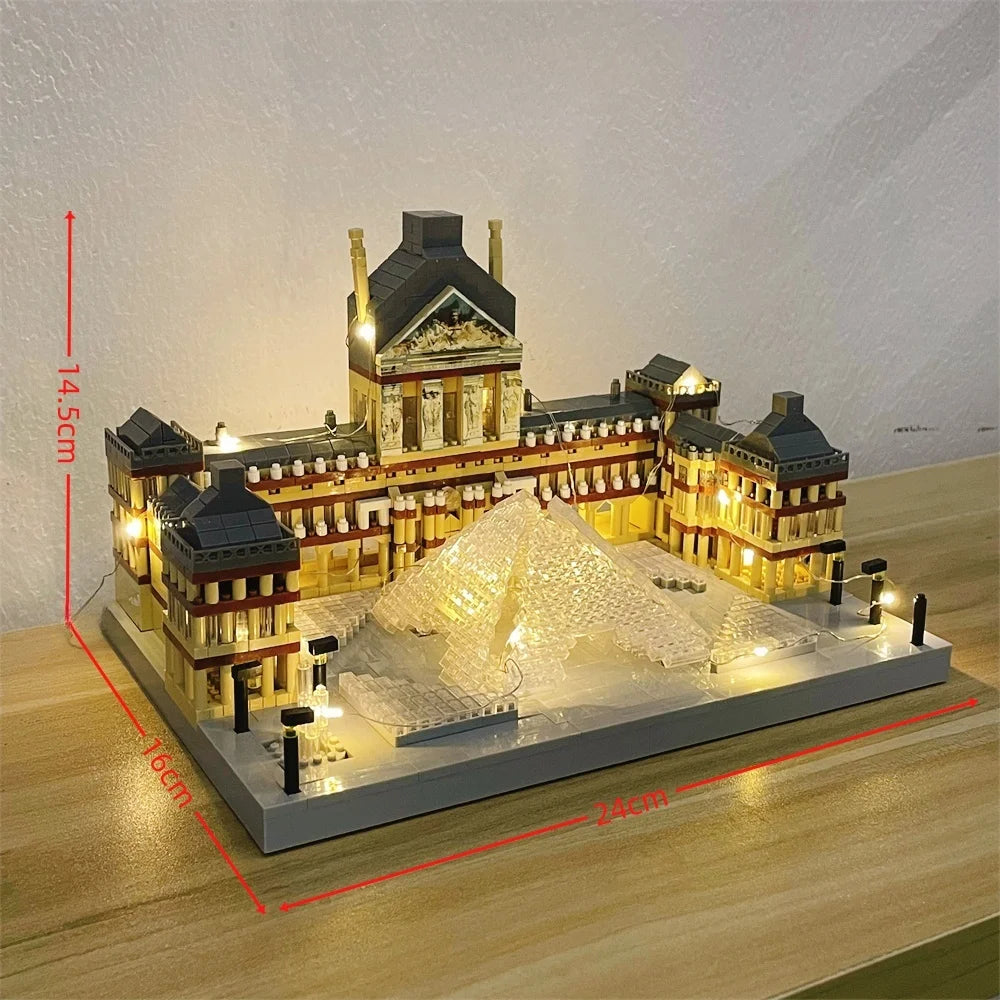 Louvre Model Micro Mini Building Blocks Toys Set: LED-illuminated Iconic Architecture Perfect Decorative Illuminate Your Space