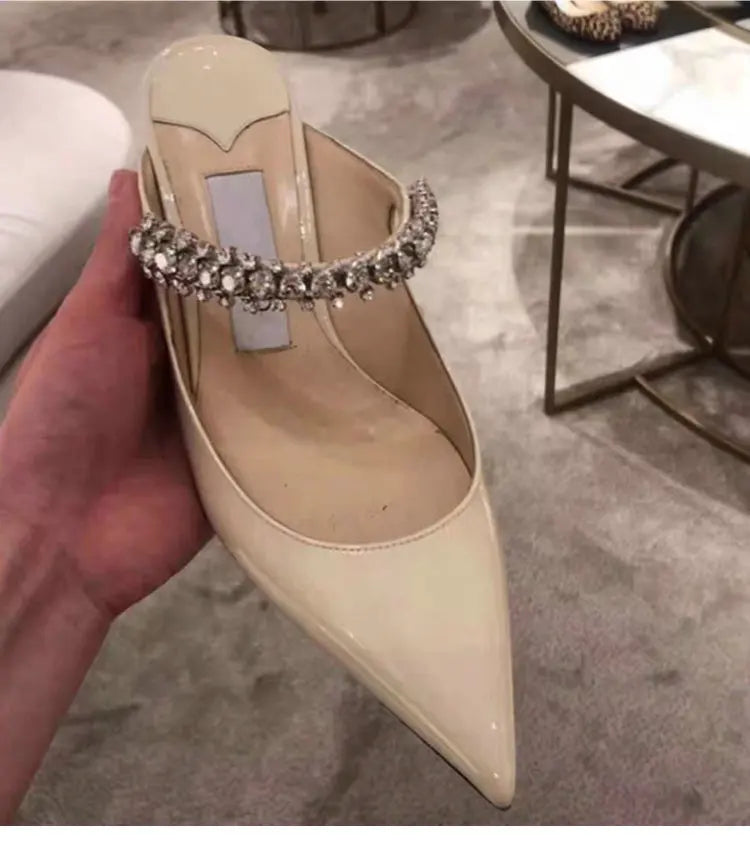 2025 Fashion Women Slippers Pointed Toe High Heels Sandals Sexy Stripper Party Slides Mule Ladies Shoes Slingbacks Slides