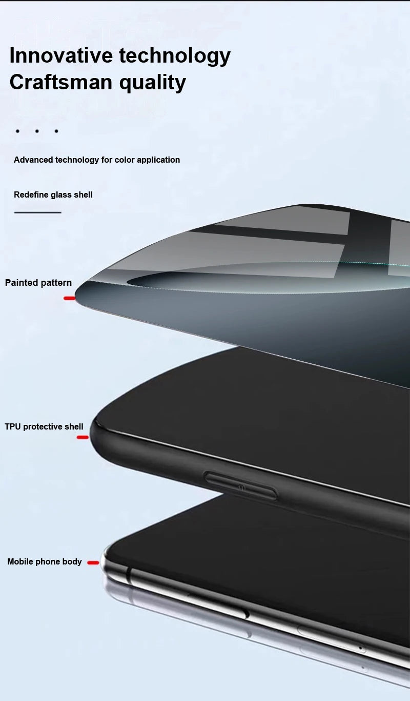 Geometric Semicircle For IPhone 16 Pro Max 15 Pro 14 13 12 Mini 11 XS Max XR 7 8 Plu SE 2022 Elliptical Glass Phone Case