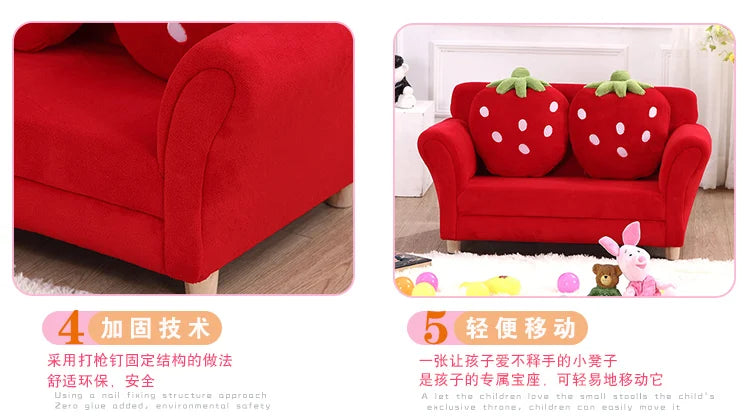 Children's Sofa Cute Cartoon Fabric Strawberry Sofa Modern Tatami Combination Baby Sofa