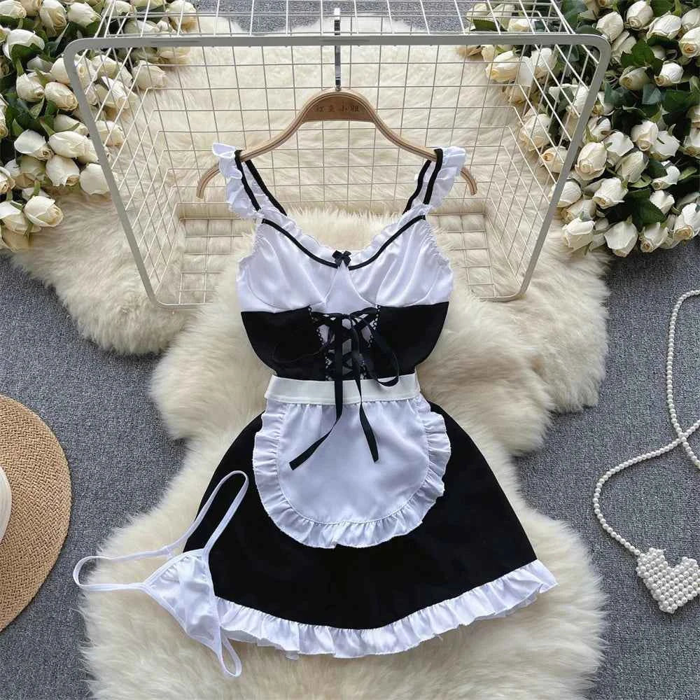 Women's V-neck Sexy Elegant Lace Camisole Jumpsuit Hollowed Transparent Tight Fitting Pajama Adjustable Shoulder Straps Hotsweet