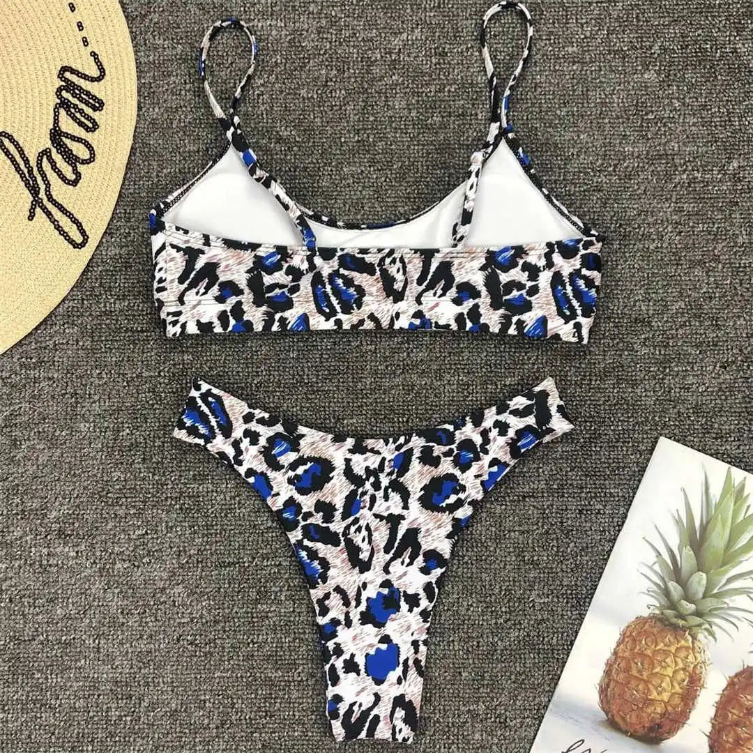 S - XL Sexy Leopard Bikini Women Swimwear Female Swimsuit Two-Pieces Bikini Set Brazilian Bather Bathing Suit Swim V871SW