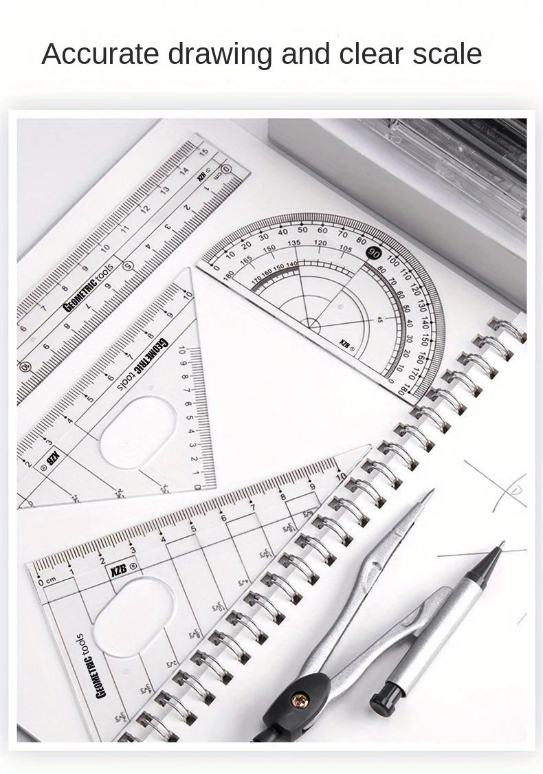 Drafting Tool Set Including Compass, Protractor, Ruler, Triangles And Writing Tools - Durable Math Tools for Students, Teachers
