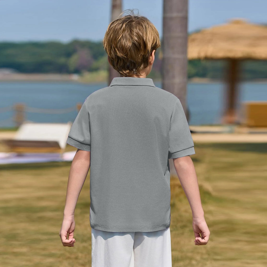 Polo Shirts Kids Basic Simple School Student Uniforms Class Uniforms Cultural Shirts Quick-Drying Turn-Down Collar for 6-11years