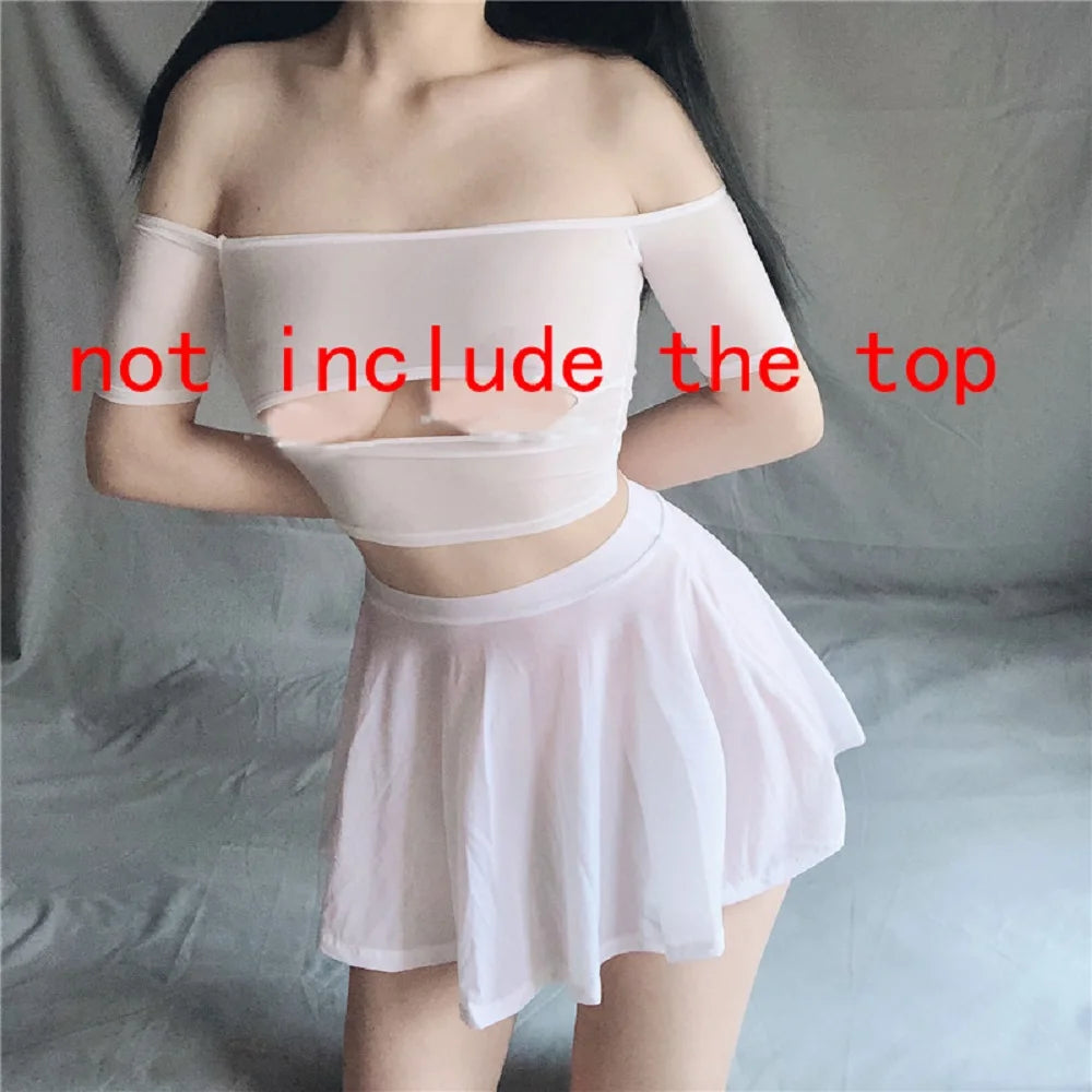 Sexy Skirt Solid Color Ice Silk Lotus Leaf Pendulum Transparent Nightclub Party Mini Skirts Womens Jupe Femme Faldas Korean