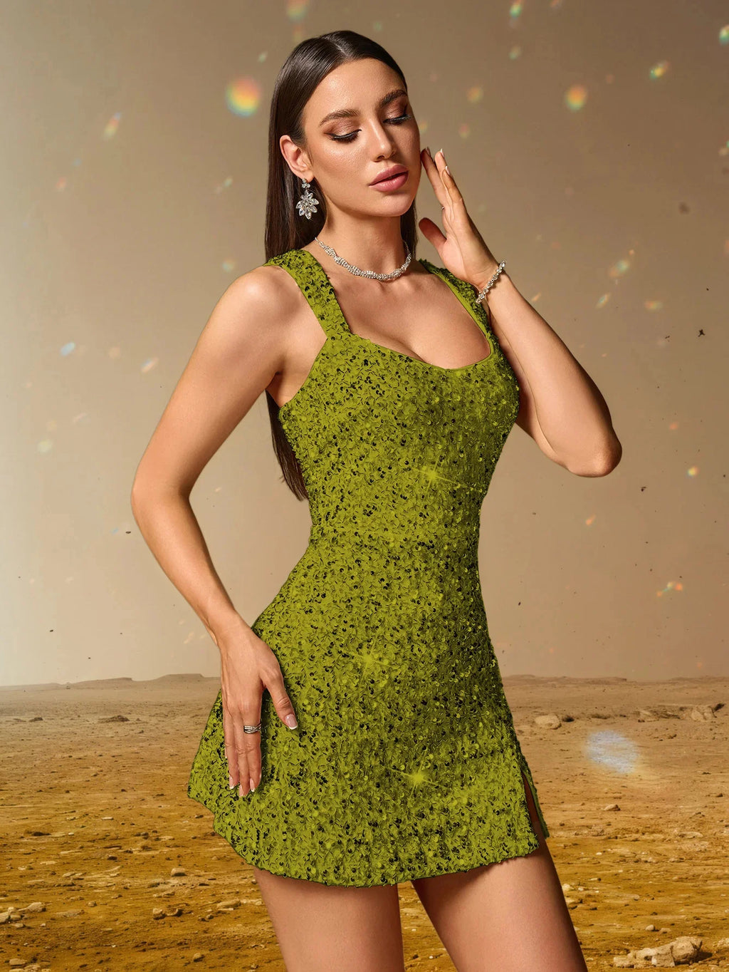 Women Low Slit Dresses Summer Shiny Sequins Evening Dress Sexy Elegant Party Dresses Cocktail Short Birthday Prom Dresses XSY225