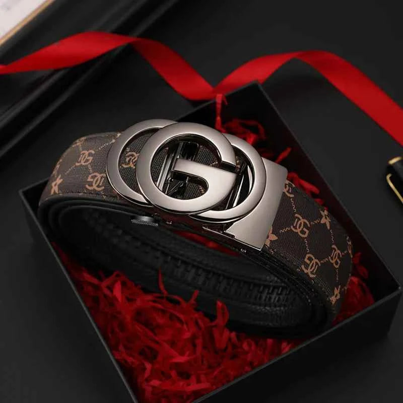 Men belt Genuine Leather Belt Metal Alloy Automatic Buckle Brand Luxury Design Waist Belts for Men Strap Male