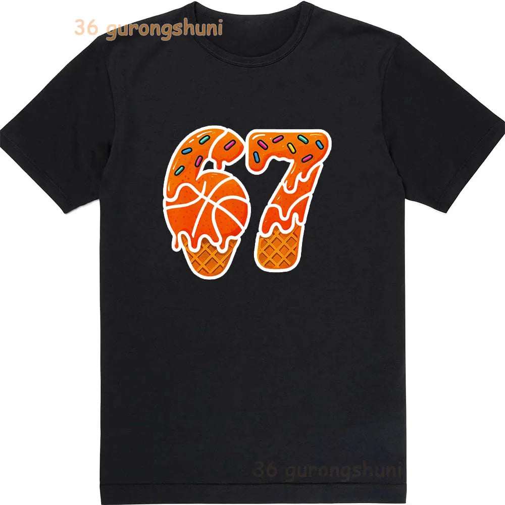 Children 67 print Clothes Kids black T Shirt For Boys Shirts baby T-shirts 6 7 summer Tops For Girl clothing boy Short Sleeve