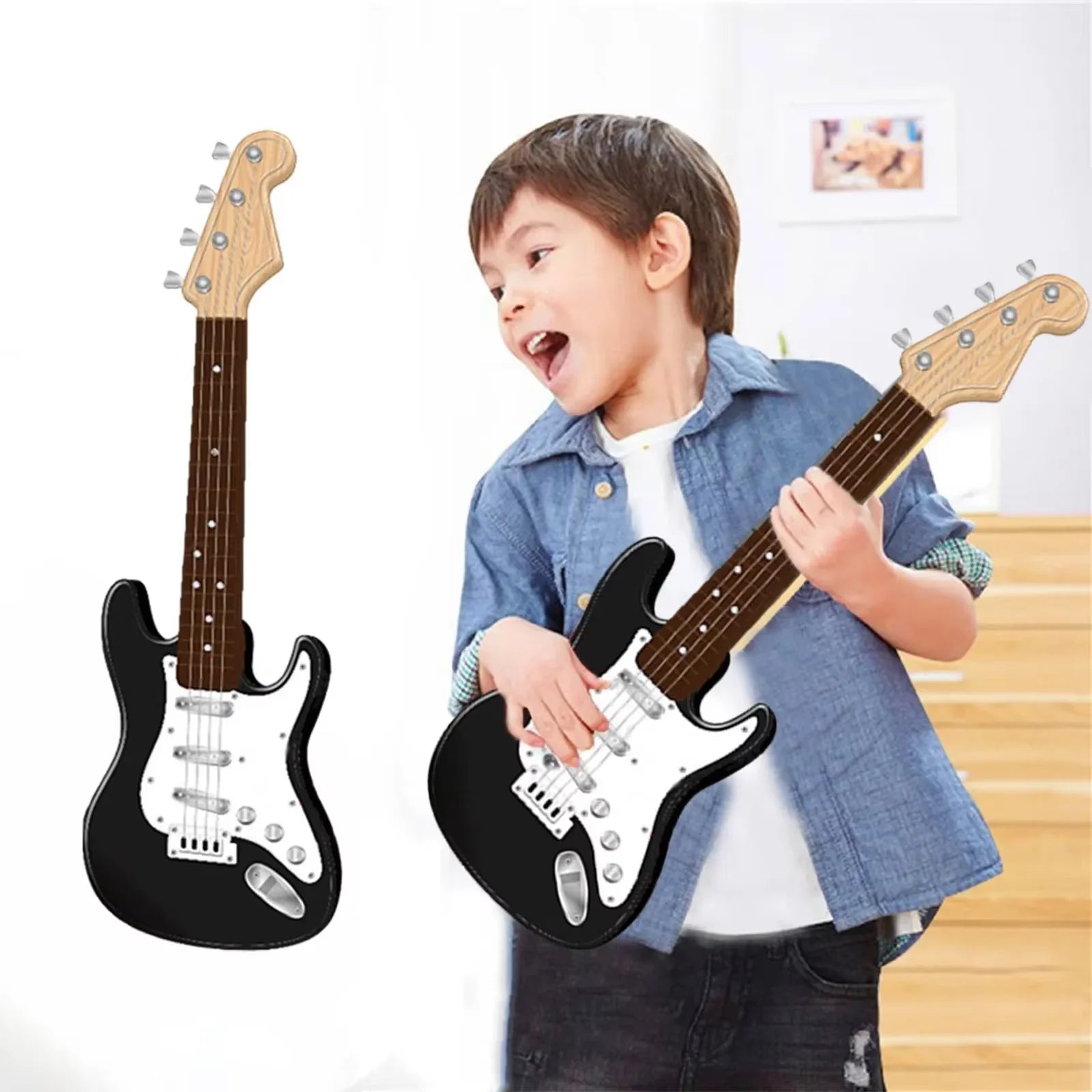 Kids Electric Guitar Toy - 4-String Multifunctional Electronic Musical Instrument, Portable Children's Guitar