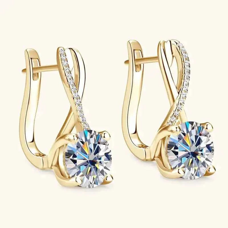 Taoyu D2.0CT Moissanite Drop Hie Earrings Real Silver Women Gold Plated Hoops Infinite Earring Certified Wedding Jewelry
