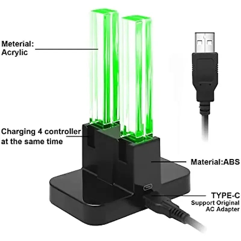 4 In 1 LED Charger Stand Dock Station Indicater for Nintendo Switch NS for Joy-Con Controller Stand Holder Charging Dock Station