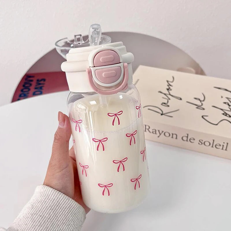 Cute Water Bottle With Straw Portable Plastic Cover Water Cup For Kid Kawaii Bottle Water Leak-Proof Cute Drinking Bottle