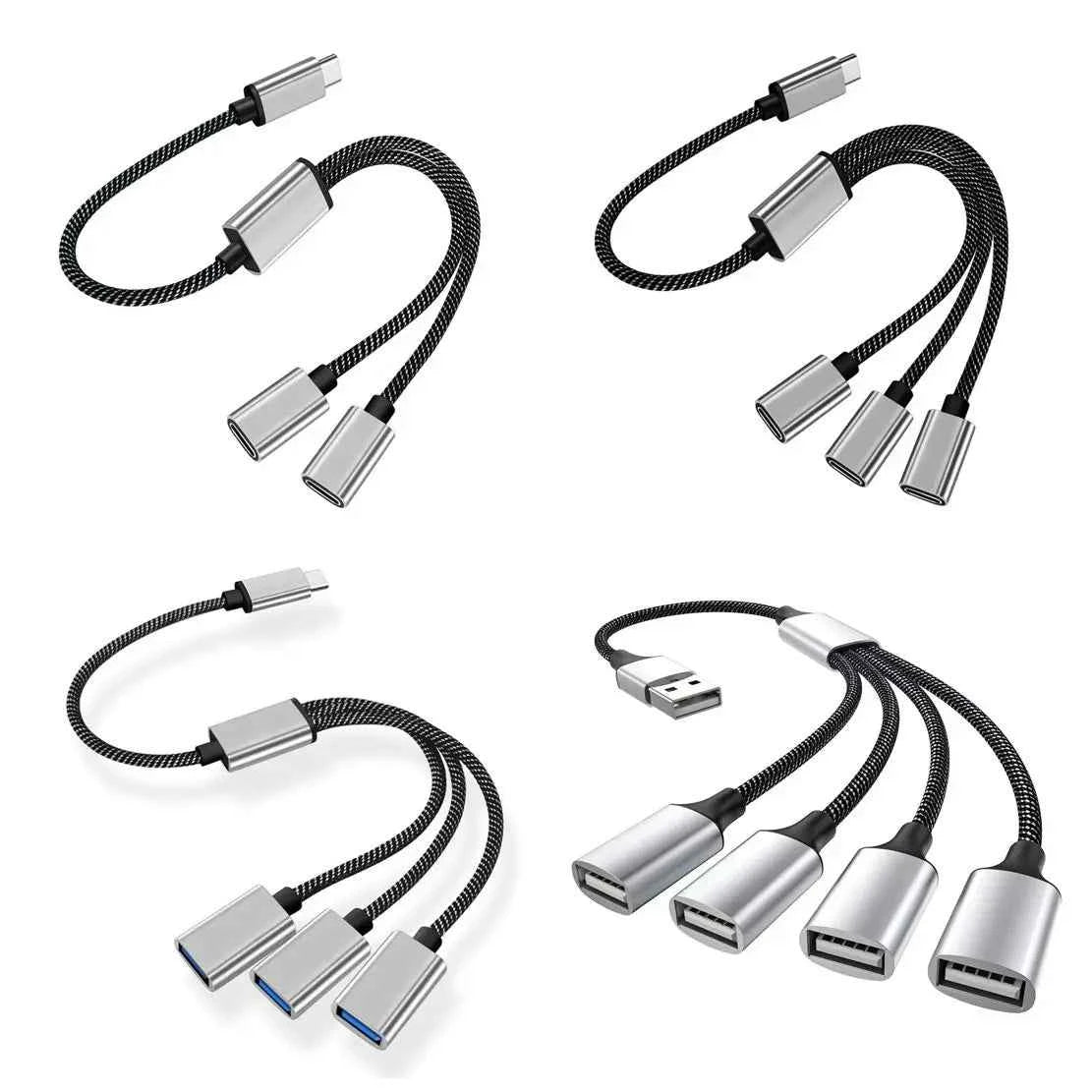 USB Type C Hub Extensions 4 Port USB Cable Splitter OTG High Speed Transfer Adapter Portable Converter For PC Laptop Macbook Pro