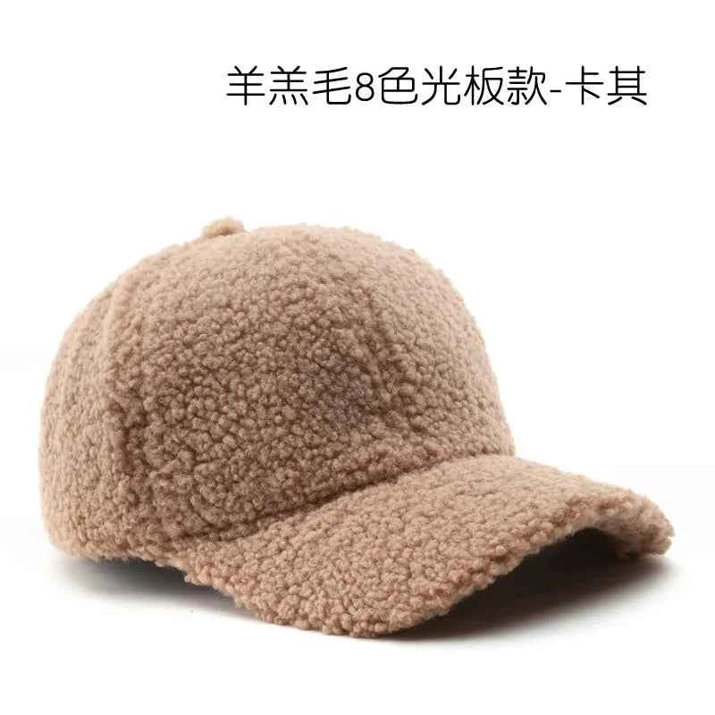 Autumn Winter Baseball Cap Women Artificial Lamb Wool Hats Keep Warm Cap Plush Baseball Caps Spring Baseball Cap Solid Sunshade