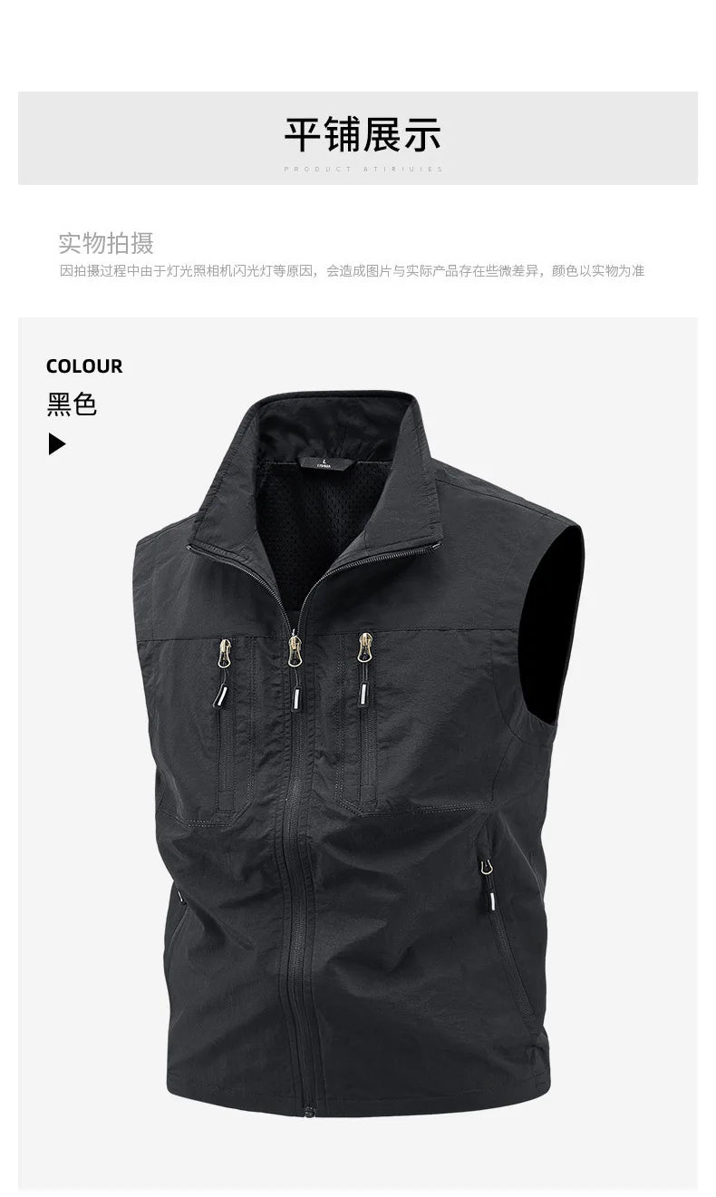 2026 New Waistcoat Men Middle-Aged Outdoor Fishing Summer Vest Casual Thin Tooling Waistcoat Large Size 5XL Vest