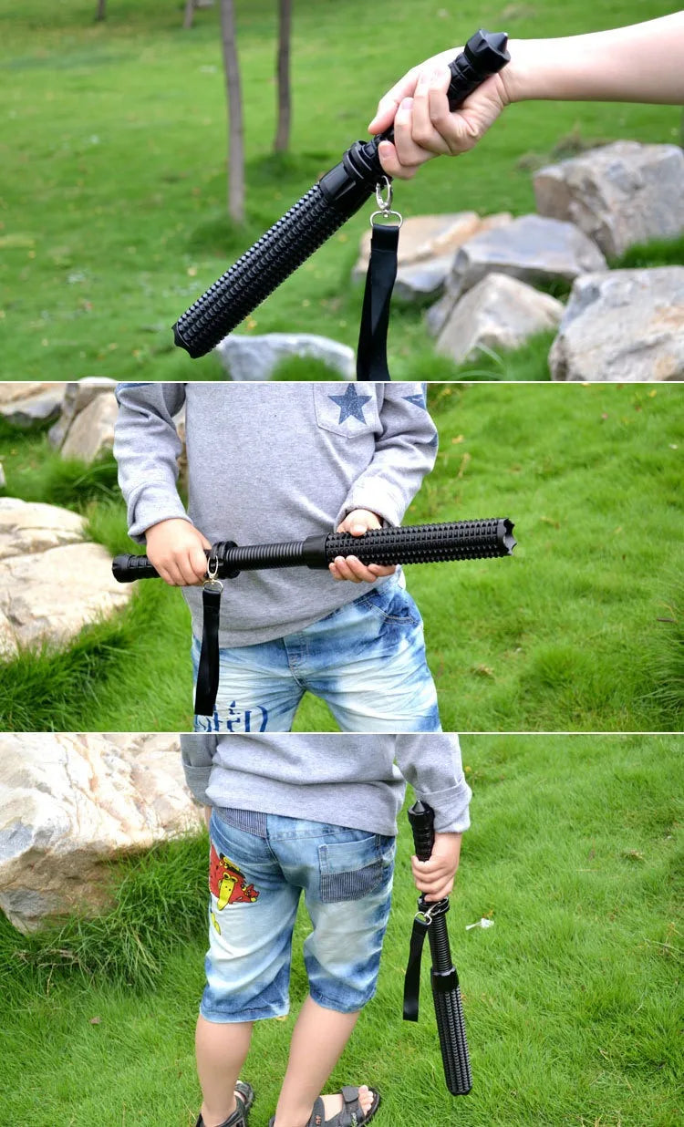 LED Defense Self-defense Flashlight Rechargeable Tactical Long Handle COB Baseball Torch Outdoor Window Breaker Hammer Emergency