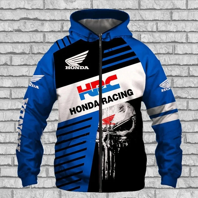 2026 New Fashionable Honda Logo Spring and Autumn Coat 3D Printed Trendy Casual Street Men's Loose Zipper Hoodie Fashion Hoodie