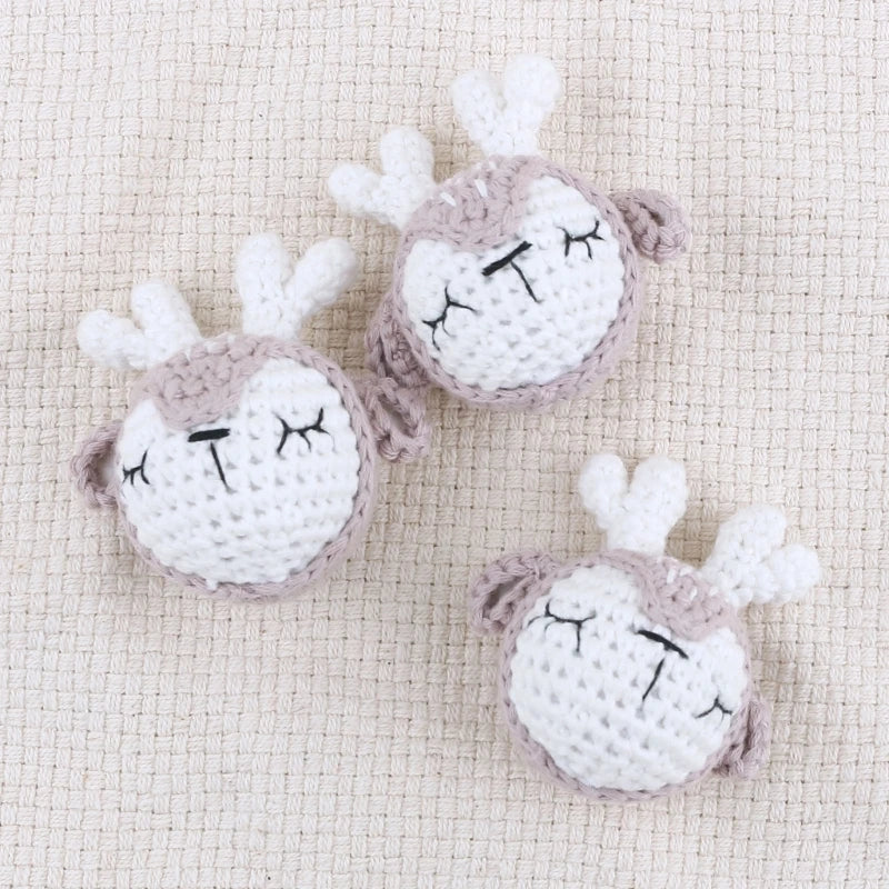 Crochet Animal Baby Pacifier Clip Accessories Handmade Knitted Bunny Teether Beads Newborn Nipple Clip Dummy Soother Holder Toy