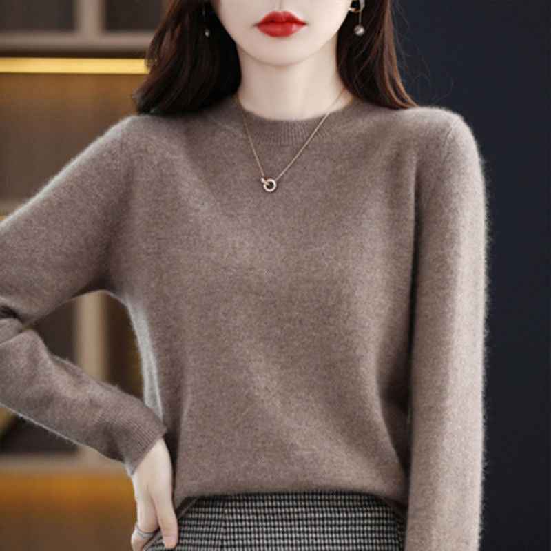 Women Sweater O-neck Autumn Winter Basic Pullover Warm Casual Pulls Jumpers Korean Long-sleeved Solid Knitwear Bottoming Shirt