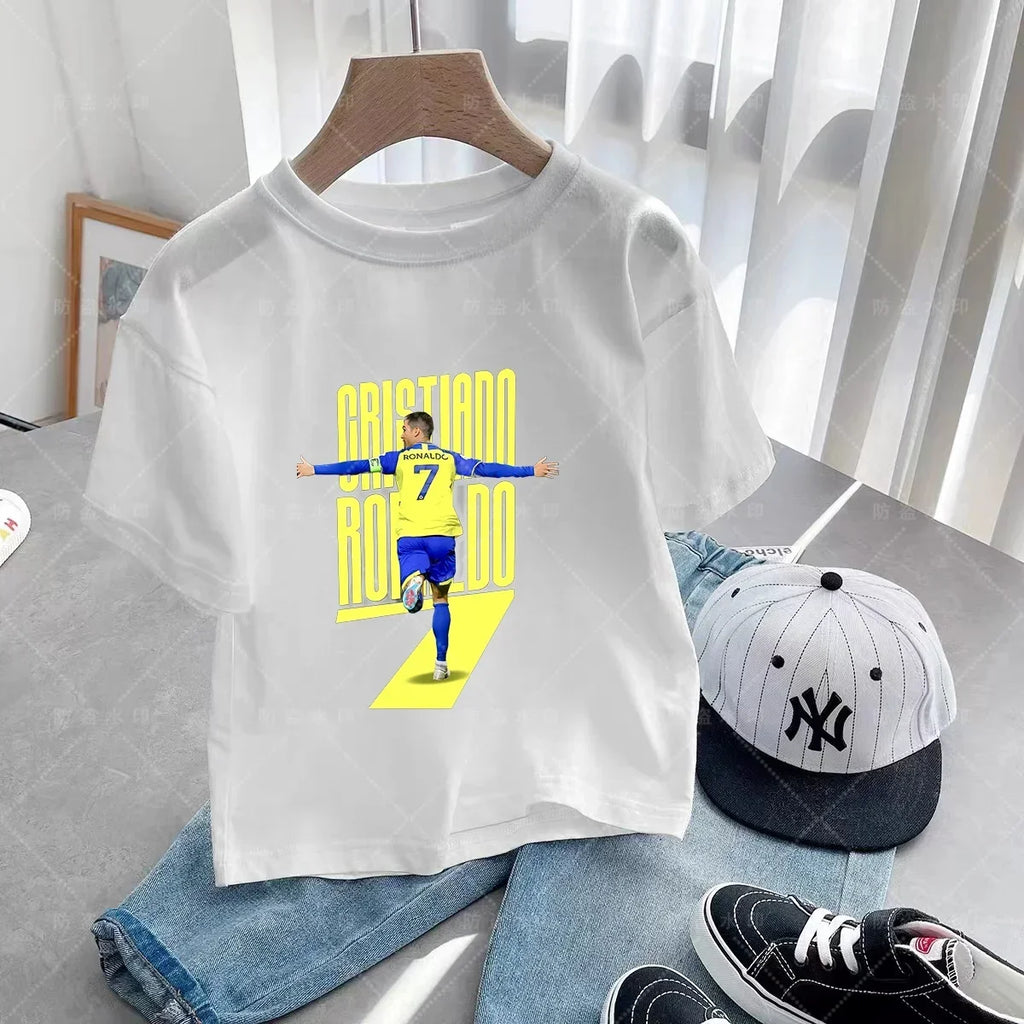 New Summer CR7 Print Cotton Boys Girls T-shirt Cristiano Ronaldo Clothing Fashion Outdoor Casual Fashion Sports Tees Top Tshirt