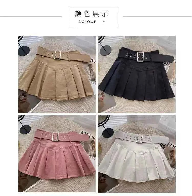Pleated Skirts Women Korean Style Fashion High Waist Hotsweet Solid All-match Summer Students Chic Streetwear Vintage Popular