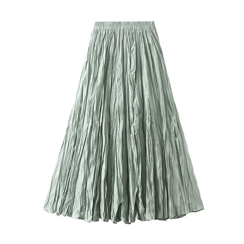 Fashion Pleated A-line Skirts for Women Casual Saia Midi Harajuku Long Skirt Jupe Femme Vintage Streetwear Faldas Woman Clothes