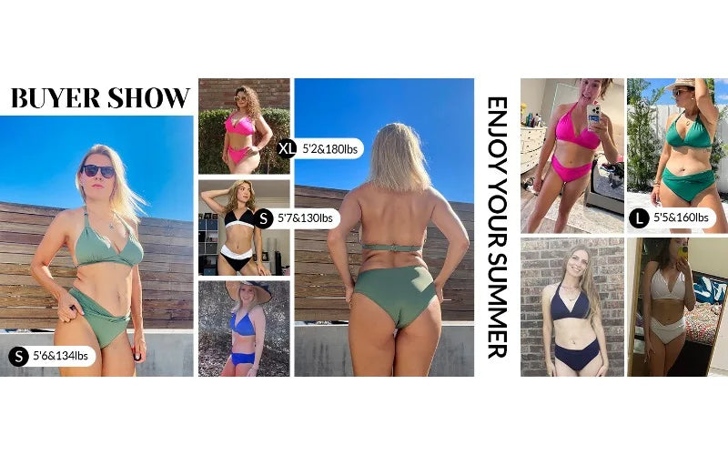 Women 2 Piece Bathing Suit Bikini Push Up Vintage Sexy Split Halter Swimsuit High Waist Bikini Vacation Pool Party Swimwear 2025