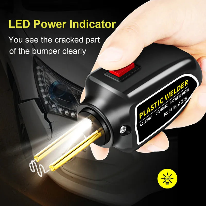 Mini 100W Plastic Welding Machine Plastic Welder Gun 200pcs Hot Stapler Bumpers Heat Gun Plastic Welder Soldering Repair Tools