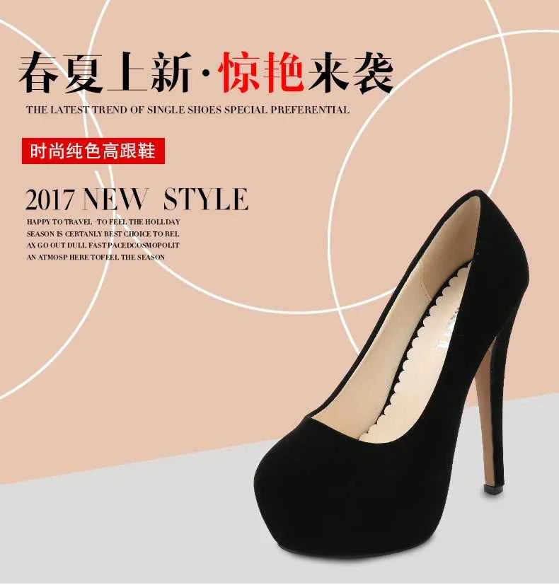 Women Pumps Fashion Flock Womens Sandals 14cm Platform Wedding Pumps Casual Thin Heels Womens Shoes