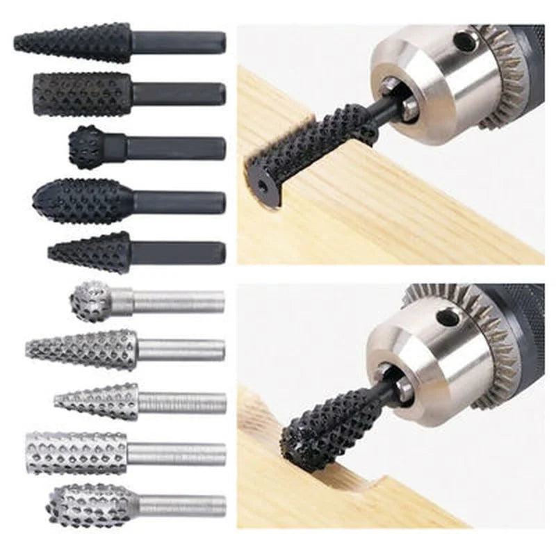 5Pcs Woodworking Tools Electric Rotary Files Wooden Files Carving Knives Tea Trays Root Carving Polishing Heads Hardware Tools