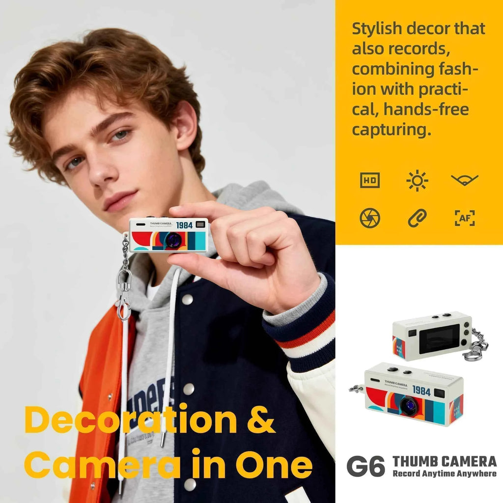 Thumb Camera 1080P FHD, 130° Wide-Angle Lens with AF Autofocus & Fill Light, Portable Mini Camera with TFT LCD Screen mini CCD