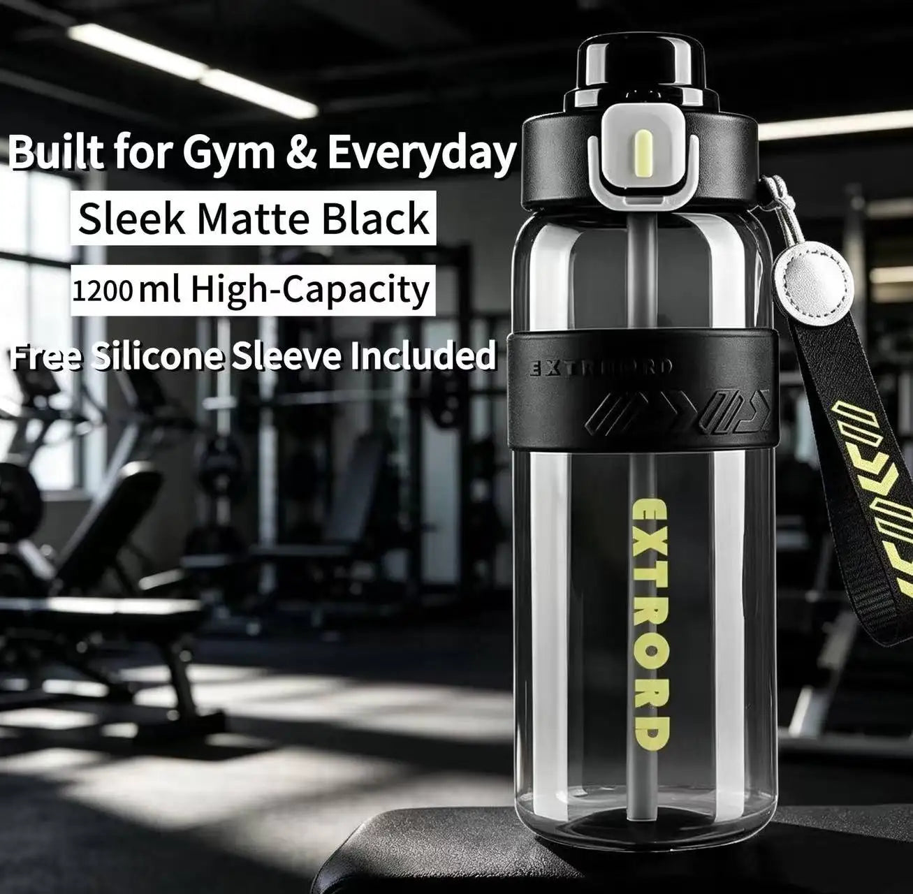Dual-Use Sports Water Bottle - Leak-Proof, Heat-Resistant, BPA-Free, with Lanyard & Silicone Grip