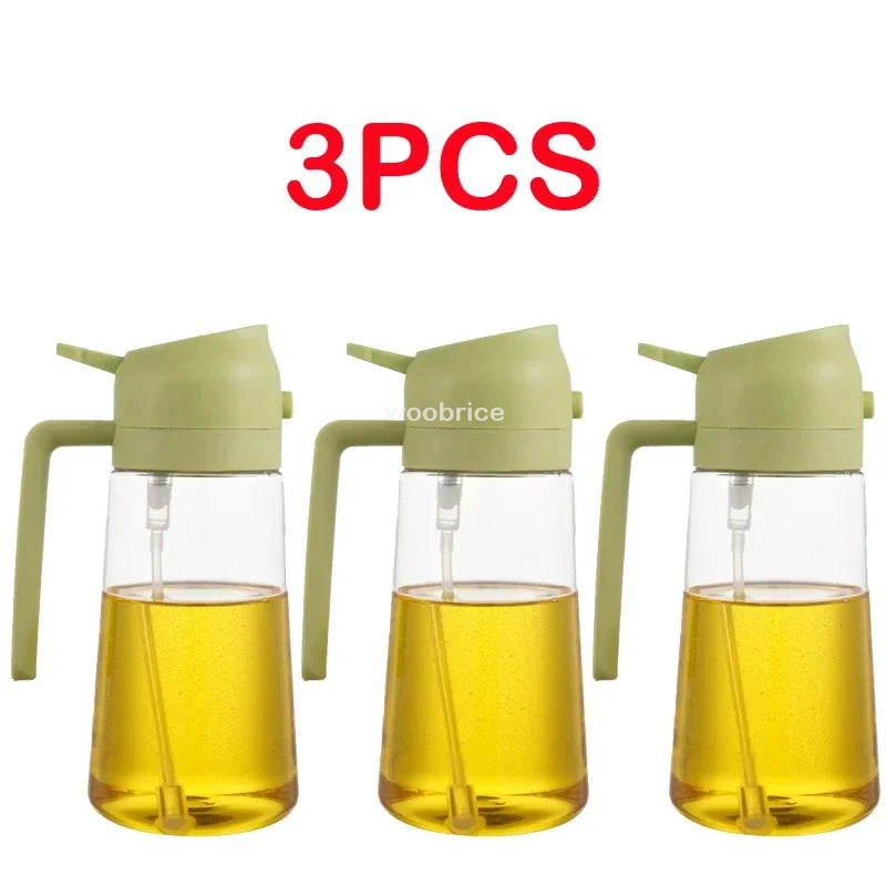 2-in-1 Plastic Oil Dispenser Sprayer 16oz Leakproof Olive Oil Bottle for Cooking Air Fryer BBQ  Picnic Kitchen Tools