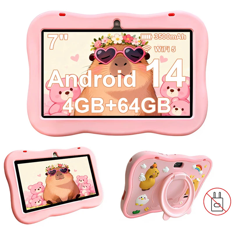 2026 Kids Tablet Android 14 7 Inch Octa Core 4GB RAM 64GB ROM 3500mAh HD Display Tablet Children's Gift